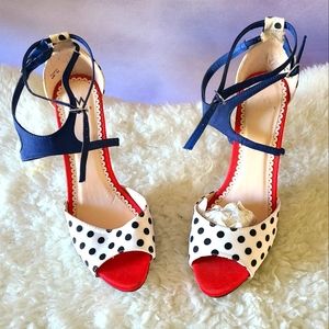 White, Blue, n Red Heel, Size 10